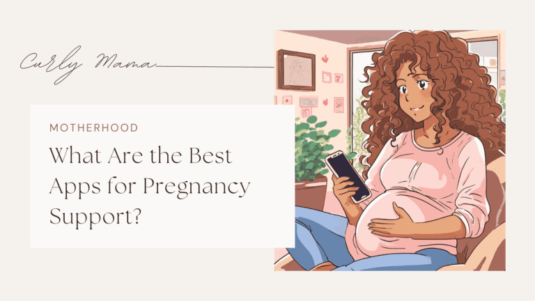 A pregnant woman using a smartphone, smiling while sitting on a couch in a cozy living room