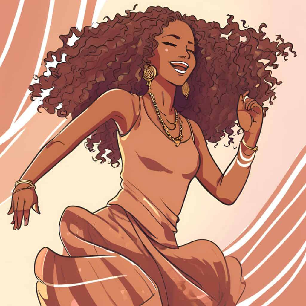 a young woman dancing wearing a flowy dress