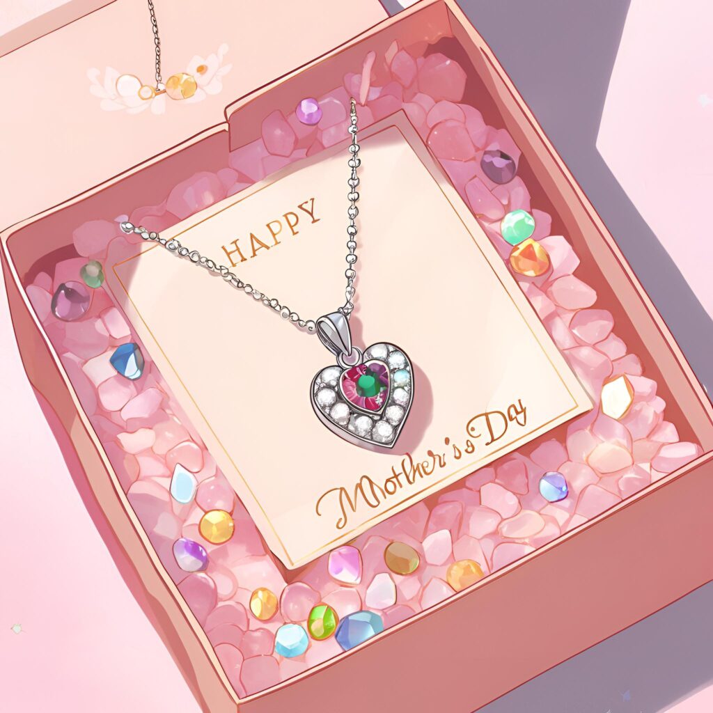 Custom birthstone necklace Mother's Day gift from kids to mom.