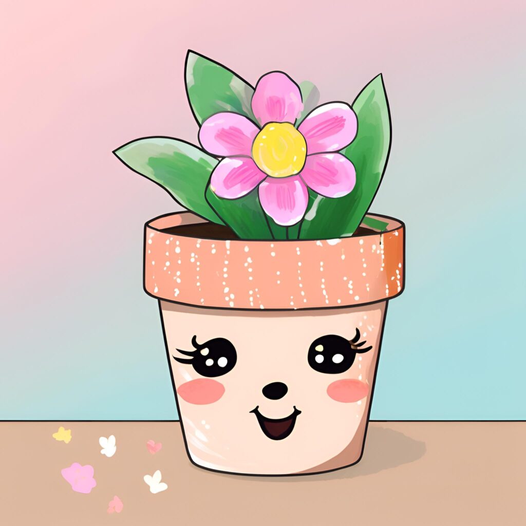Anime Mother's day pot with a smilyface