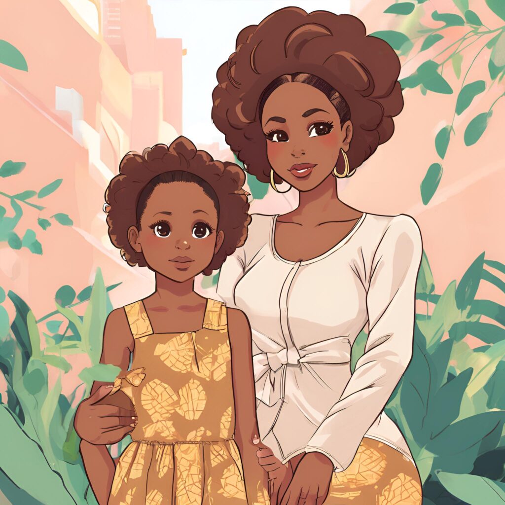 Mom and child wearing matching outfits for a fun Mother's Day photo.