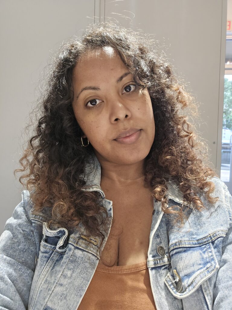 Close-up of hair just before the big chop, showing length and density.