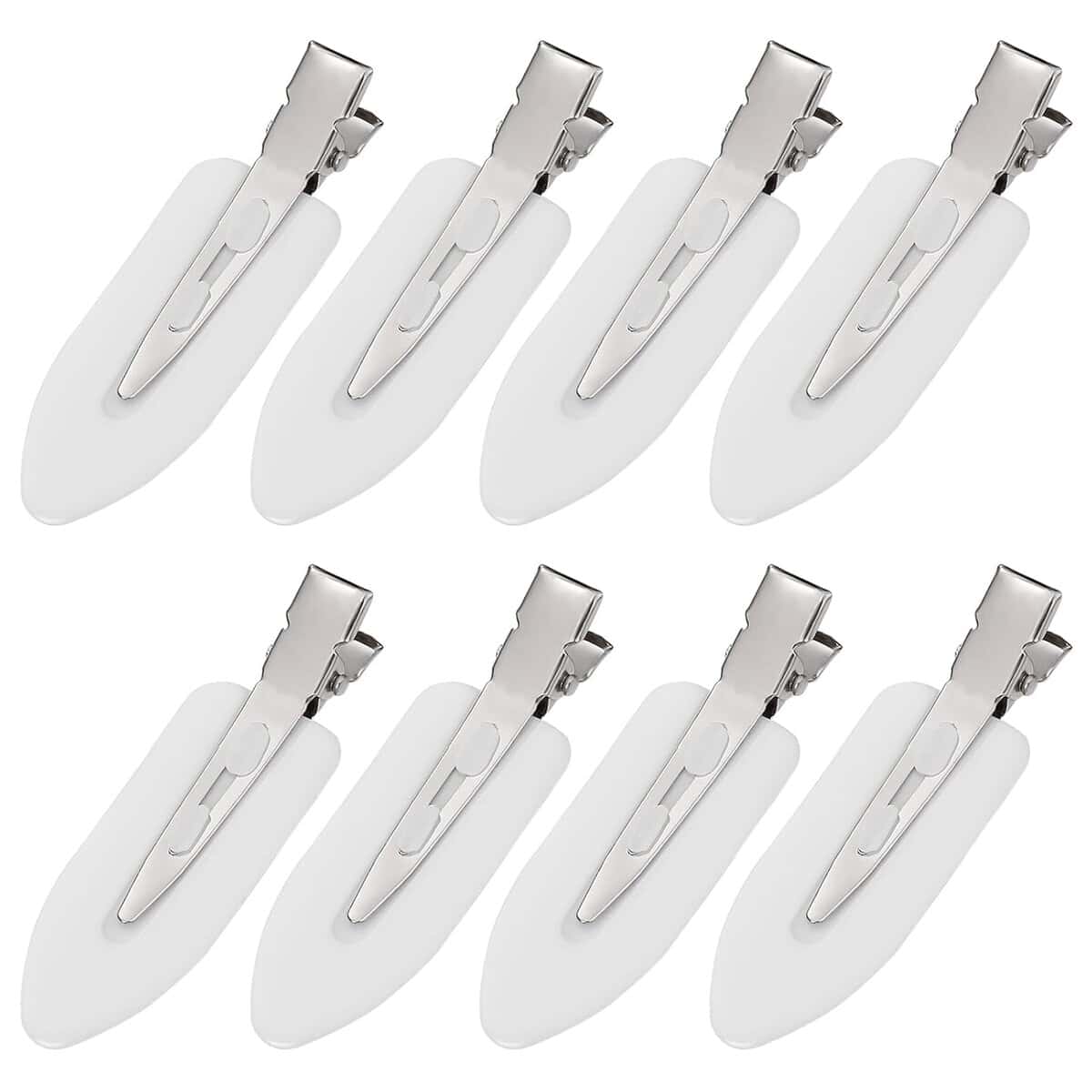 Set of white and silver barrette hair clips designed for holding curls and sections in place