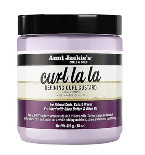 Aunt Jackie’s Curl La La Defining Curl Custard jar for 3C curls.