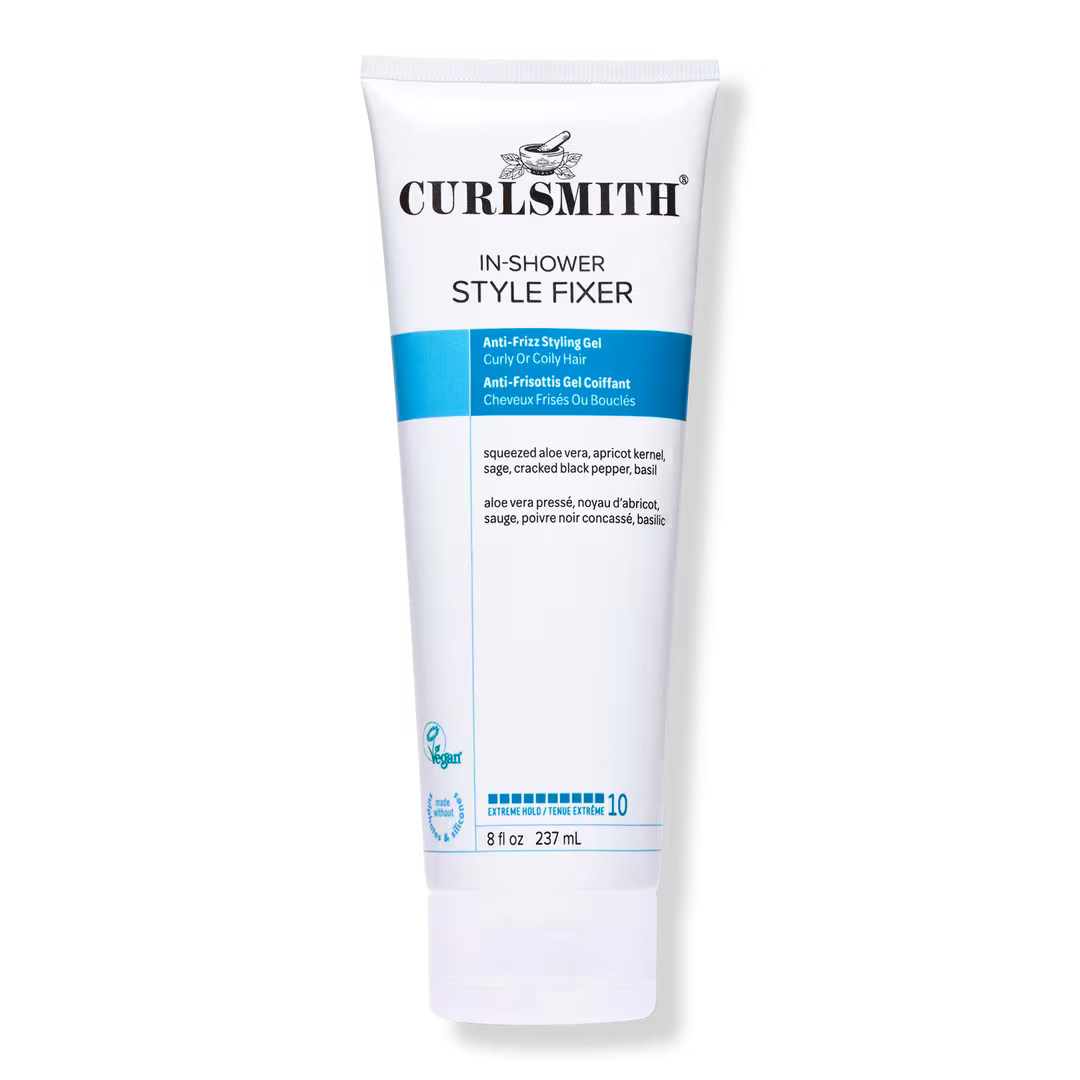 Alt text: Curlsmith In-Shower Style Fixer – strong hold styling gel for defining 3A curls and controlling frizz without crunch.