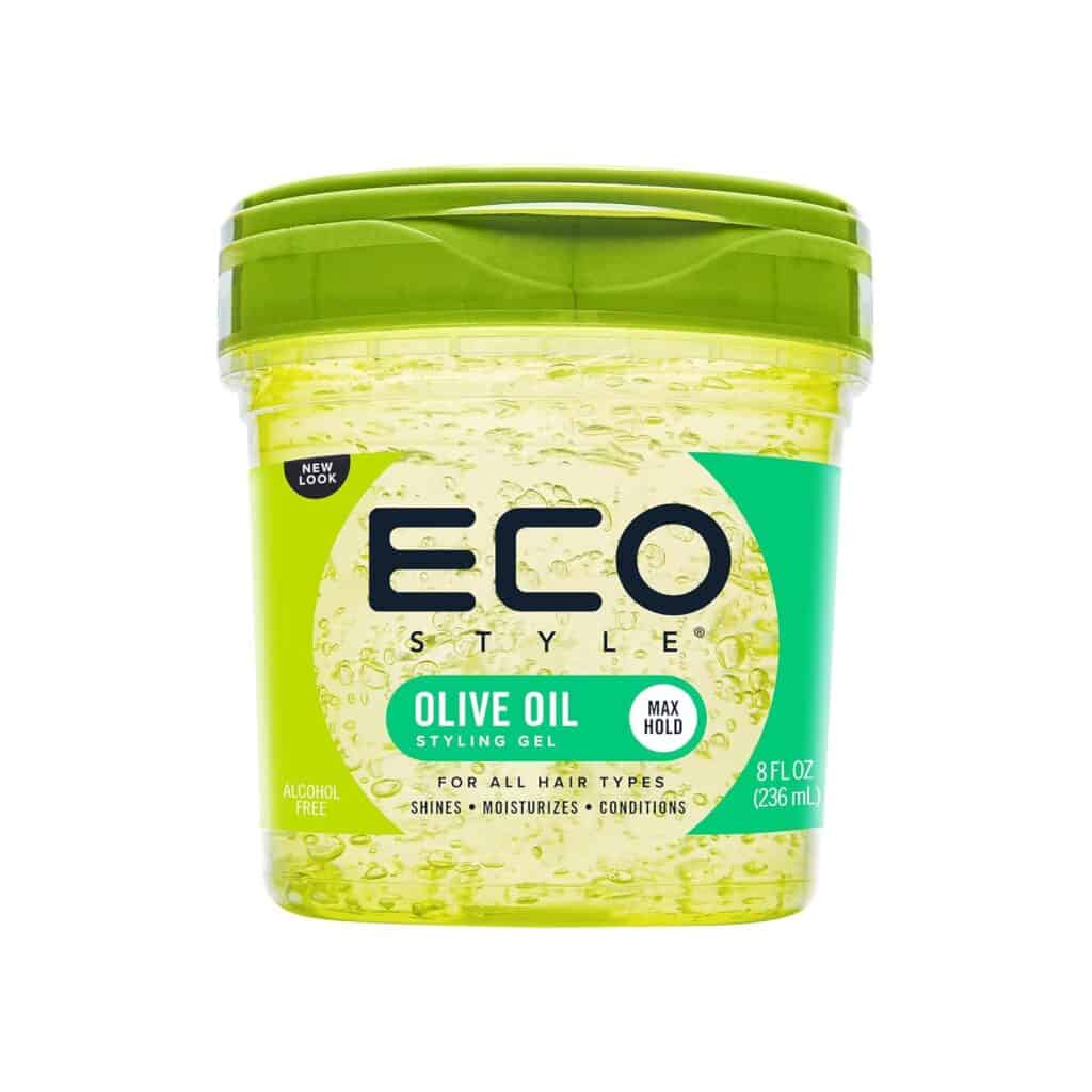 Container of Eco Styler Olive Oil Gel — strong-hold gel infused with olive oil for sleek, defined curls and wash-and-go styles.