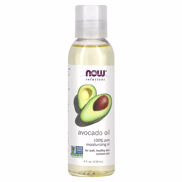 Now Solutions 100% Pure Avocado Oil bottle for moisturizing and sealing 3C curly hair.