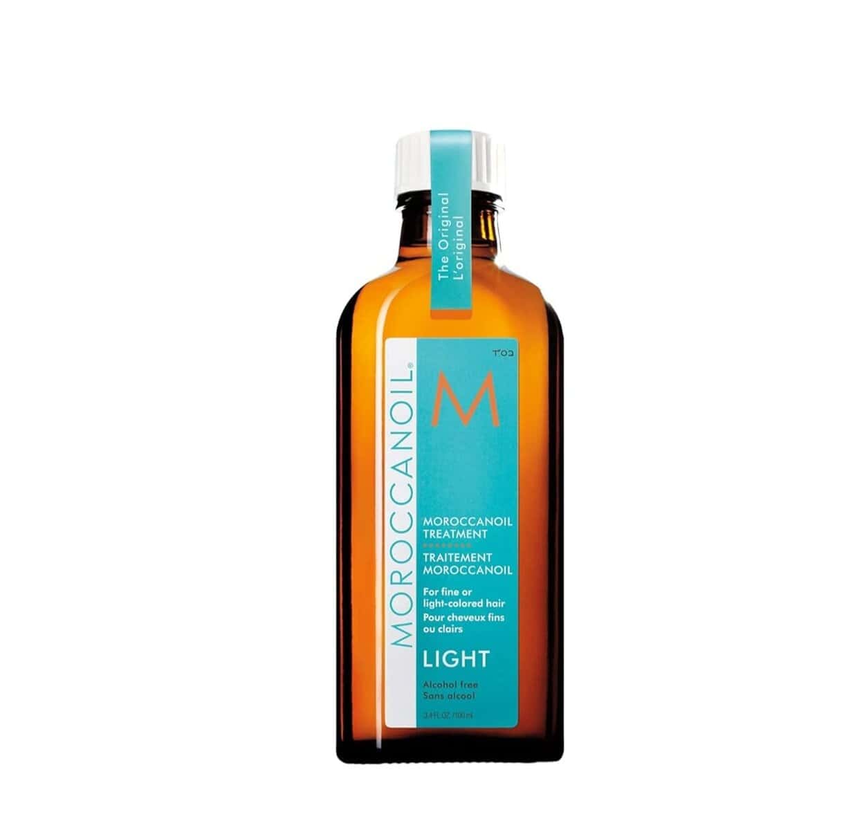 Bottle of Moroccanoil Treatment Light for fine to medium hair, designed to add shine, softness, and frizz control.