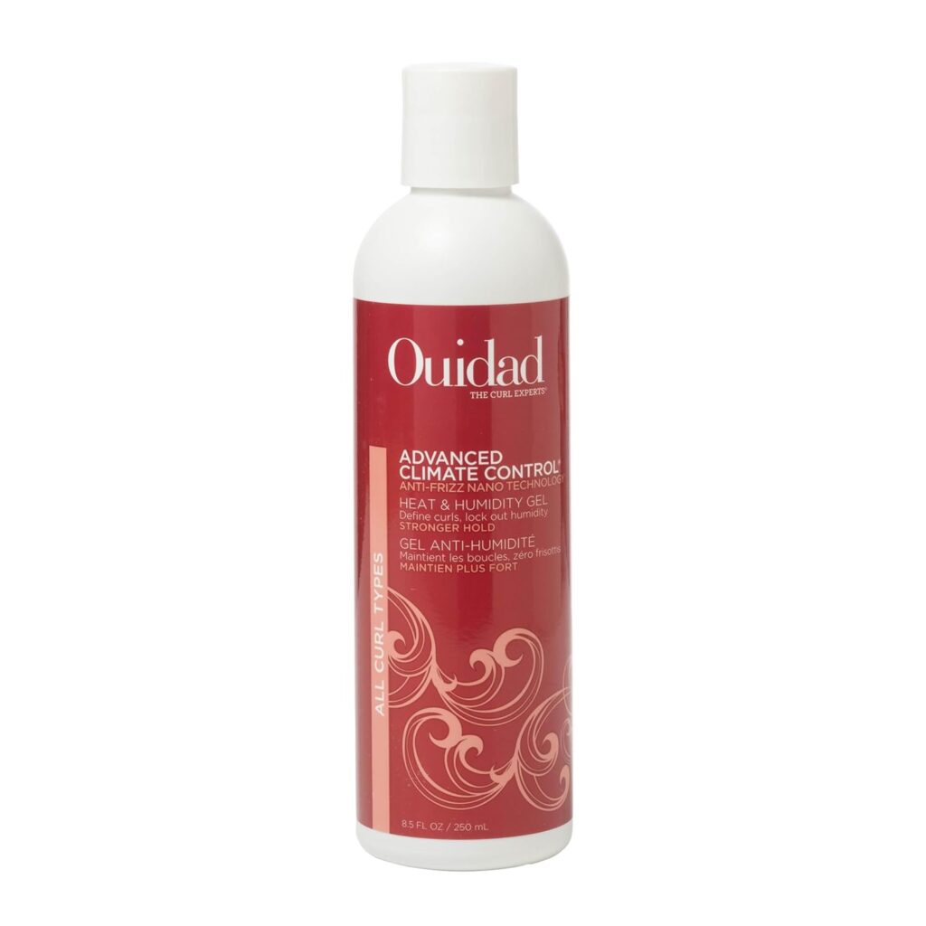 Ouidad Advanced Climate Control Heat and Humidity Gel for curly hair helping reduce frizz and improve curl definition in humid weather