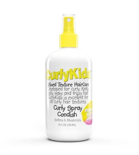 Curly Kids Curly Spray Conditioner leave-in treatment for moisturizing and refreshing curly hair.