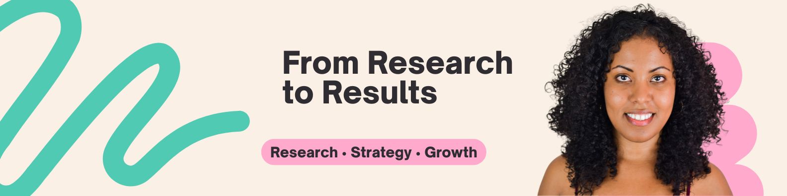 Professional banner featuring Ana Castillo-Aponte alongside the message "From Research to Results" with research, strategy, and analytics branding elements.